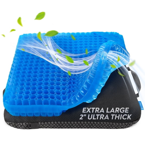 VIVAMINT Gel Seat Cushion for Long Sitting- Extra Large, Ultra Thick, Seat Pad for Office Chair Cushion - Cushion Ties