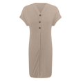 thumbnail image 5 of Women's Fashionable All Buckle V Neck Cold Shoulder Ruffled Sleeve Solid Color Dress plus Size Banquet Dresses after 5 Dresses for Women Evening Backless Dresses for Women Women Dress for Night Womens, 5 of 6