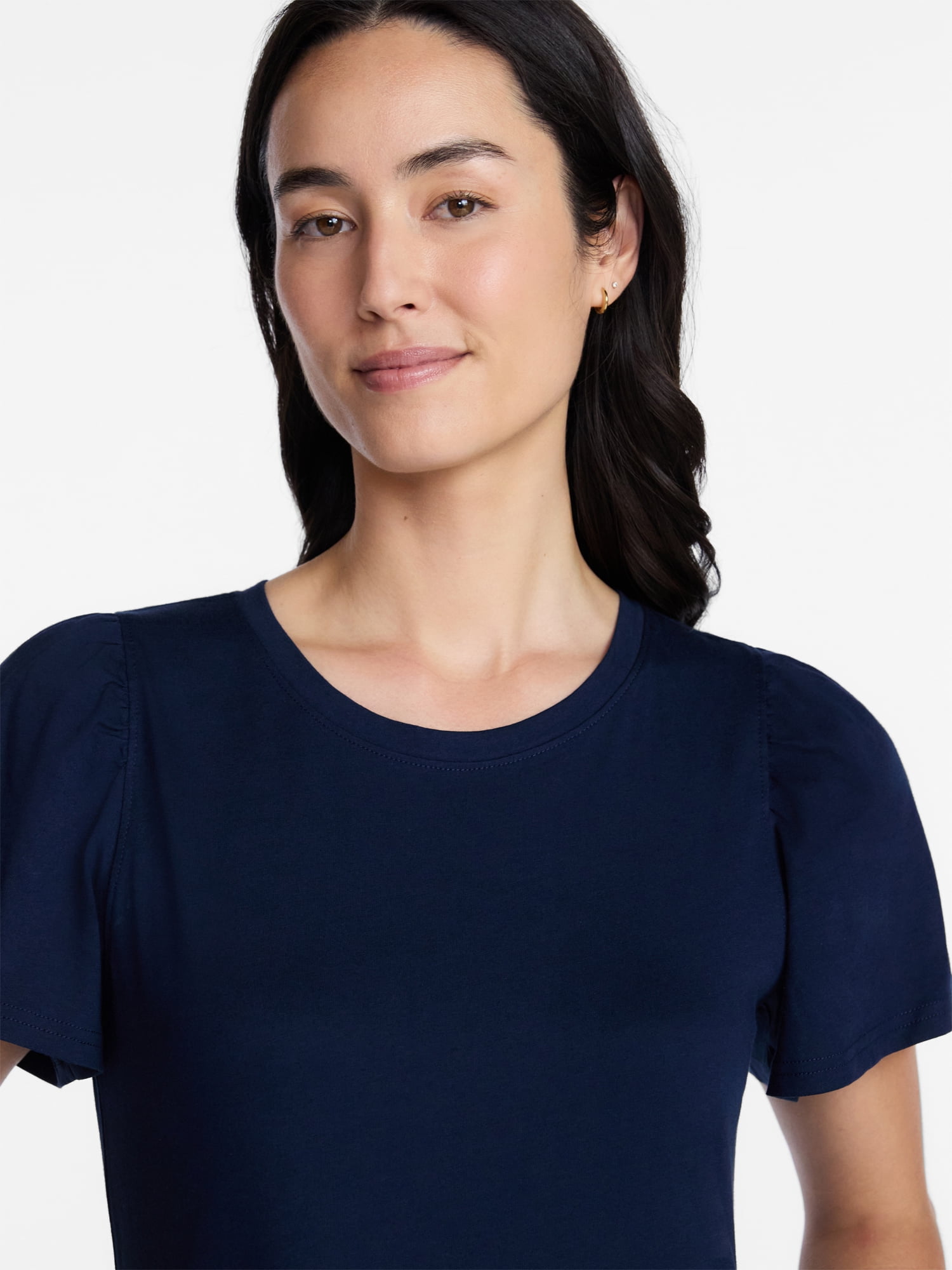 Time and Tru Women's and Women’s Plus Cotton Swing Dress with Short Sleeves, Sizes XS-4X