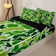 thumbnail image 3 of Castle Fairy Wildlife Deer Bear Turkey Dog Zipper Queen Comforter Set with Fitted Sheet and 2 Pillowcases,Abstract Camo Zipper Bedding Set,Pale Green White,Black Reversible,4 Pieces, 3 of 6