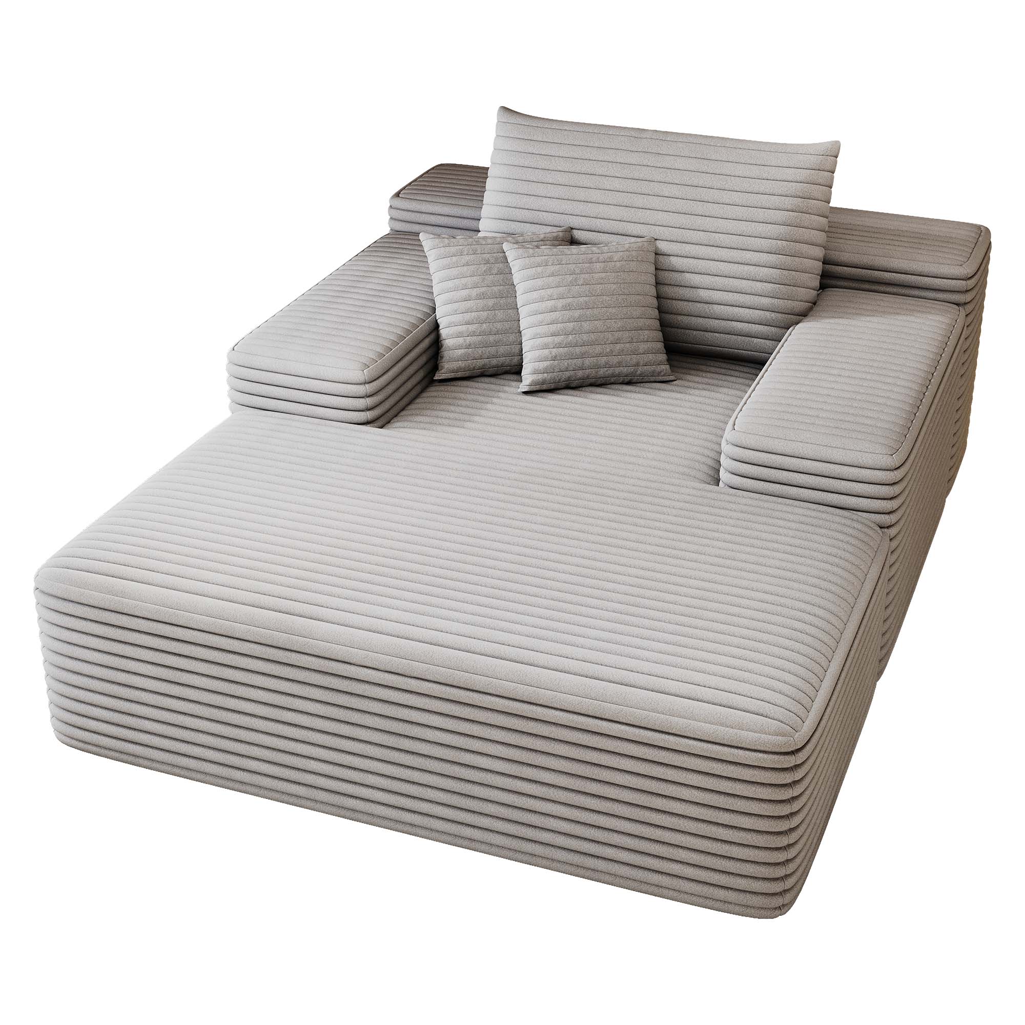 Miniyam 68 x 51" Oversized Chaise Lounge Chair Indoor, Upholstered Sleeper Reading Chairs with 2 Pillows for Living Room, Grey