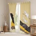 thumbnail image 3 of Mid Century Curtains Modern Abstract Curtains & Drapes, Oriental Crane Blackout Curtains Black Gold Brown Stripe Bedroom Curtains, Aesthetic Geometric Window Treatments Luxurious Home Decor, 3 of 6