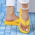 thumbnail image 5 of PiGOGI Women's Flip Flops Thick Sole Non-Slip Comfortable Beach Slippers Lightweight Summer Casual Yellow 5.5, 5 of 9