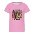 thumbnail image 4 of ZHOGXU Kids Teens Girls T Shirts Short Sleeve Crew Neck Back To School Graphic Print Loose Fit Comfortable Top Tees For Casual Daily Wear,Pink,4-5 Years, 4 of 4