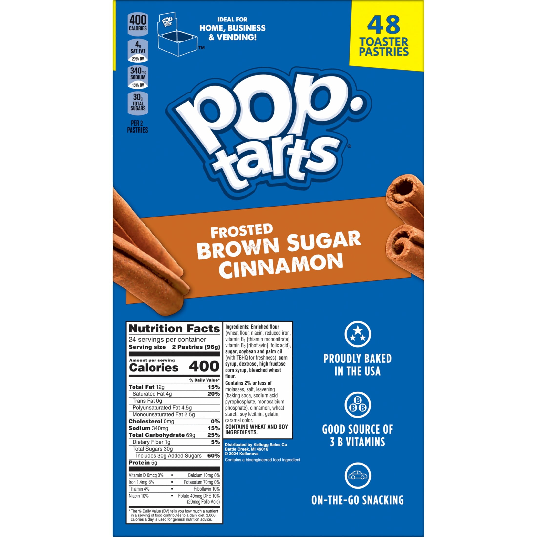 Pop-Tarts Frosted Brown Sugar Cinnamon Toaster Pastries, Breakfast Foods, Shelf-Stable, 81.2 oz (48 Count)