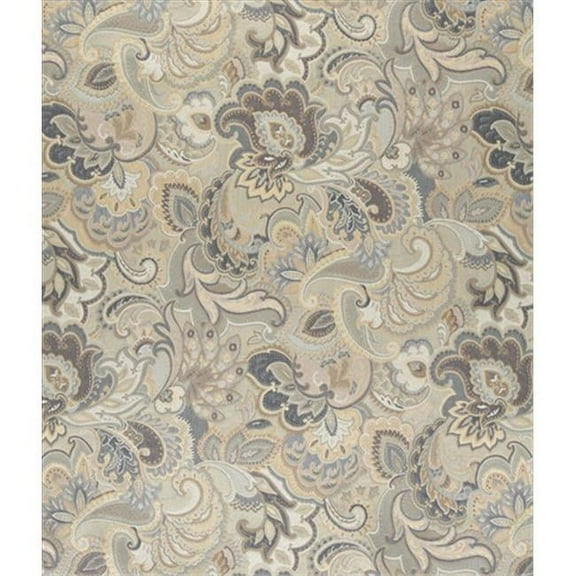 Designer Fabrics K0025D 54 in. Wide Blue, White And Gold, Abstract Floral Upholstery Fabric