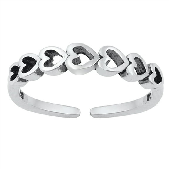Sterling Silver Heart Toe Ring High Polish Adjustable Midi Band 925 New Jewelry Female Unisex