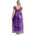 thumbnail image 2 of Aislor Women Halloween Arabian Princess Cosplay Costume Sequins Belly Dance Romper Jumpsuit Fancy Dress Dark Purple 4XL, 2 of 7