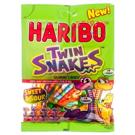 Haribo Twin Snakes Assorted Sweet & Sour Flavor Gummy Candy 4 oz. Bag (1 Pack)