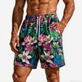 thumbnail image 4 of Thousandth Men's Swim Trunks Casual Quick Dry Tropical Print Beach Board Shorts with Drawstring Elastic Waist Summer Pockets Shorts for Surfing Swimming, 4 of 7