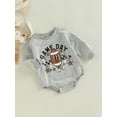 thumbnail image 3 of TSEXIEFOOFU Baby Girls Boys Autumn Casual Romper Long Sleeve O Neck Letter Rugby Print Romper, 3 of 7