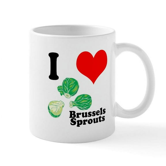 CafePress - I Heart (Love) Brussels Sprouts Mug - 11 oz Ceramic Mug - Novelty Coffee Tea Cup