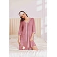 thumbnail image 4 of Ekouaer Zipper Robes for Women 3/4 Sleeves Lightweight House Coat Zip Up Bathrobe Soft Nightgown with Pockets, 4 of 6