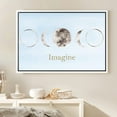 thumbnail image 2 of PixonSign Framed Canvas Print Wall Art Imagine Crescent and Full Moons Nature Clouds Illustrations Modern Art Chic Scenic Relax/Calm Blue Pastel for Living Room, Bedroom, Office - 24"x36" White, 2 of 5
