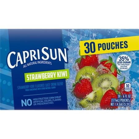 Capri Sun Juice Pouches, Strawberry Kiwi, 6 Fl Oz, 30 Count
