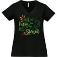thumbnail image 3 of Inktastic St. Patrick's Day Not Lucky Just Blessed with Clover Women's Plus Size V-Neck T-Shirt, 3 of 5