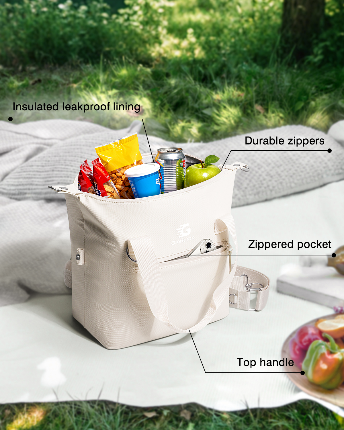 Pastel Lunch Box Women | Insulated Waterproof Leakproof Lunch Bag Cooler | Adjustable Strap | BPA-Free