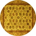 thumbnail image 1 of Ahgly Company Machine Washable Indoor Round Abstract Yellow Modern Area Rugs, 3' Round, 1 of 4