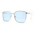 thumbnail image 2 of SA106 Womens 90s Metal Rim Large Rectangle Geeky Sunglasses Gold Blue, 2 of 4