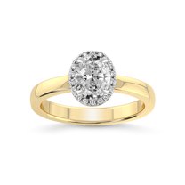 3 Carat IGI Certified Oval Shape Lab Grown Diamond Engagement Ring | 14K Yellow Gold | Anna Hidden Accents Halo Lab Diamond Ring | FG-VS1-VS2 Quality Friendly Diamonds