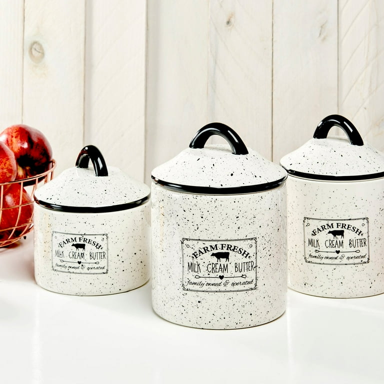 American Atelier Canister Set 3-piece Ceramic Jars In Small