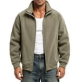 thumbnail image 2 of BRGZLK Men's Fleece Jacket Stand Collar Full Zip Long Sleeve Baggy Plus Size Warm Coat with Pockets Fall Winter Fashion Coats 2026 Khaki XL, 2 of 9