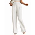 thumbnail image 2 of Women Wide Leg Pants High Waisted Business Casual Work Trousers Dressy Pants with Pockets White S, 2 of 10