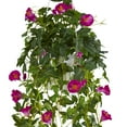 thumbnail image 3 of Nearly Natural 30in. Petunia Hanging Basket Artificial Plant, Purple, 3 of 3