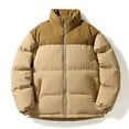 thumbnail image 4 of hoksml Men's Two-Tone Corduroy Down Jacket Winter Stand Collar Zipper Puffer Coat with Pockets for Cold Weather, 4 of 5