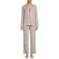 thumbnail image 2 of Sealy Women’s Long Sleeve Notch Collar Top and Pants Sleepwear Set, 2-Piece, 2 of 5