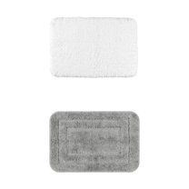 Unique Bargains 2 Pcs Non-Slip Soft Quick Dry Bath Rugs White/Dark Gray 20" x 32"