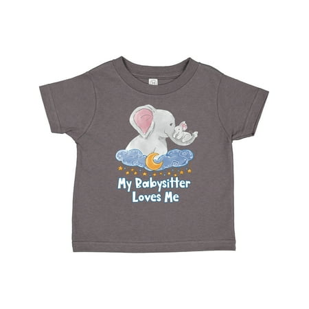 

Inktastic My Babysitter Loves Me Cute Elephants Clouds Moon and Stars Gift Toddler Boy or Toddler Girl T-Shirt