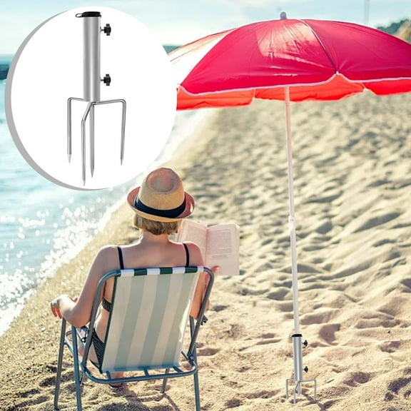 JingChun Patio Umbrella Steel Anchor Beach Umbrella Heavy Duty Metal Ground Grass Auger Holder Stand Base with Three forks Ideal for Use in Soil for Flag, Fishing Rod, Outdoor, Lawn