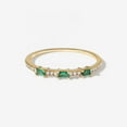 thumbnail image 2 of Round Shape Lab Created Emerald Green Moissanite Half Eternity Ring in 925 Sterling Silver – Handmade Vintage Statement Band for Women, Engagement or Promise Gift, 2 of 6