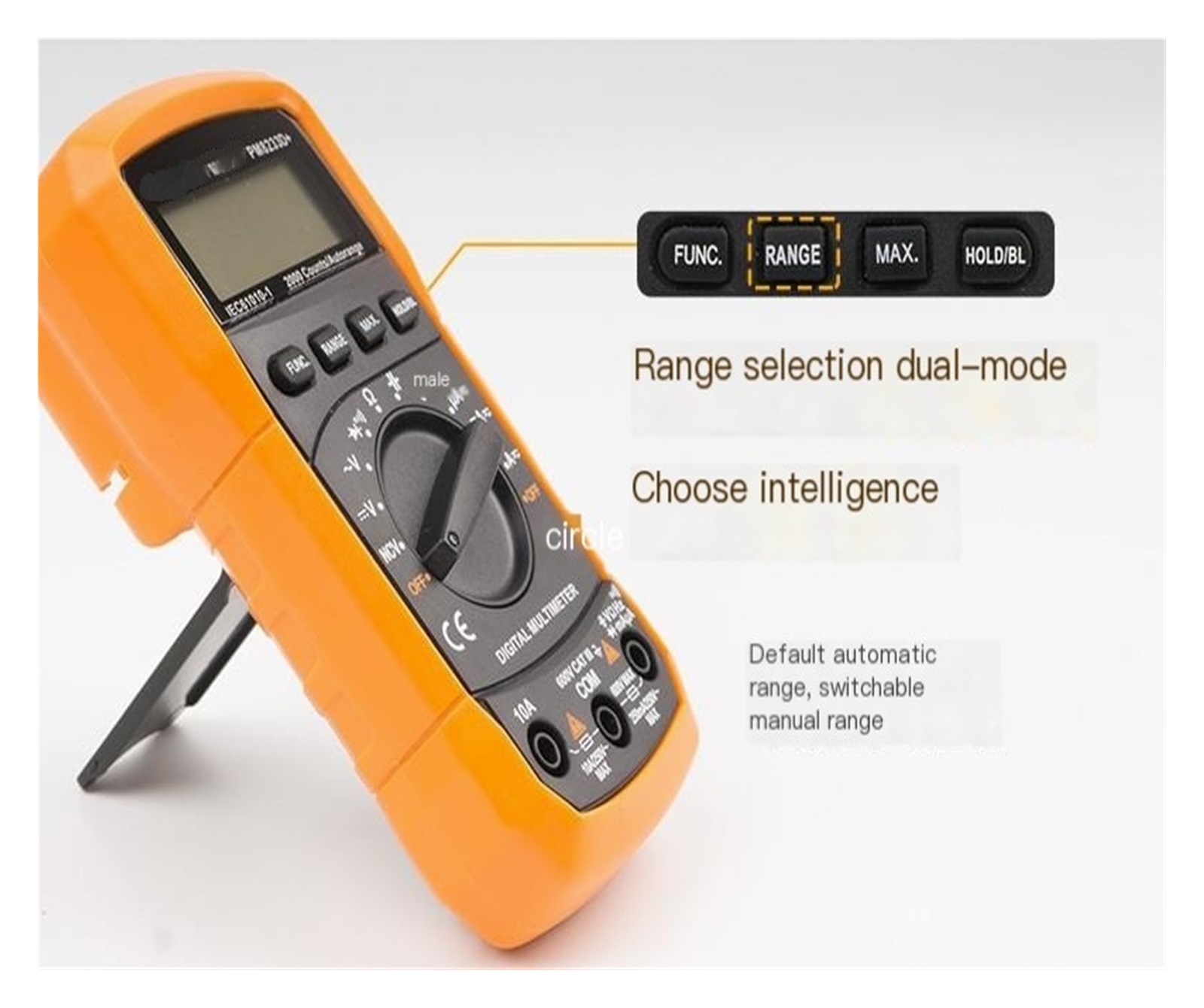 PM8233D Multimeter 2000 Counts Digital Multimeter DC AC Volt Meter Ohm Volt Amp Tester Measures Voltage Current Resistance Capacitance Continuity Diode Duty-Cycle Frequency NCV Live Wire Test