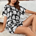 thumbnail image 4 of Gukieu Cute Cartoon Polar Bear Print Women's Short-sleeved Pajama Set, Round Neck Button Top Elastic Shorts 2-piece Set, Summer Home Leisure Clothing-Medium, 4 of 6