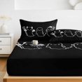 thumbnail image 6 of Full Size Fitted Sheet Set - Black Halloween 3 Piece Bedding Sets 16" Deep Pocket Fitted Sheet with 2 Pillowcases, Funny Ghost Cute Cartoon Spooky Brushed Microfiber Hotel Luxury Bed Sheets, 6 of 9