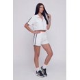 thumbnail image 2 of Women's Nylon Varsity Stripe Drawstring Waist Shorts, 2 of 4