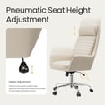 thumbnail image 3 of COLAMY High Back Office Chair Executive Desk Chair Ergonomic Leather Computer Chair with Rocking Function and Padded Arms, Swivel Modern Task Chair, Beige, 3 of 9