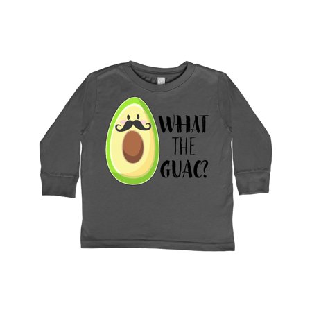 

Inktastic What the Guac Avocado with Mustache Gift Toddler Boy or Toddler Girl Long Sleeve T-Shirt