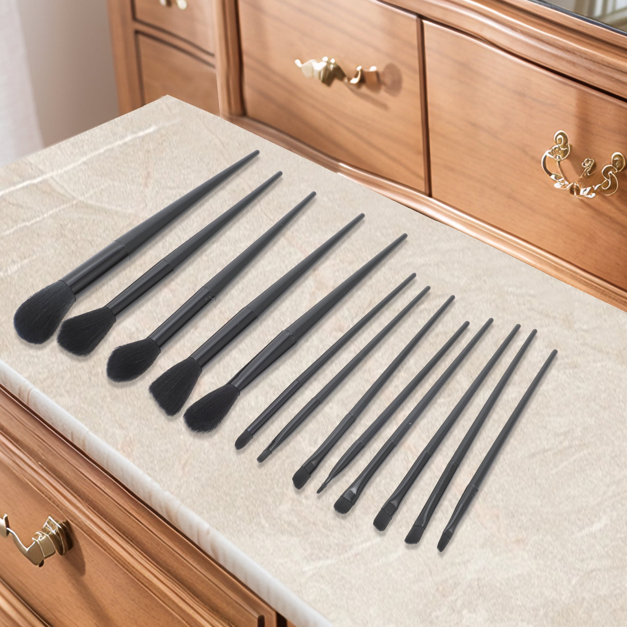 Unique Bargains 13 Pcs Lightweight Makeup Brush for Travel Black
