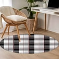thumbnail image 5 of Gray Buffalo Plaid Round Living Room Rugs 3.3 ft, Black Geometric Check Purple Line Gradient Washable Area Rug with Non-Slip Sturdy Edge Binding Round Front Door Mat Floor Carpet for Entryway, 5 of 9