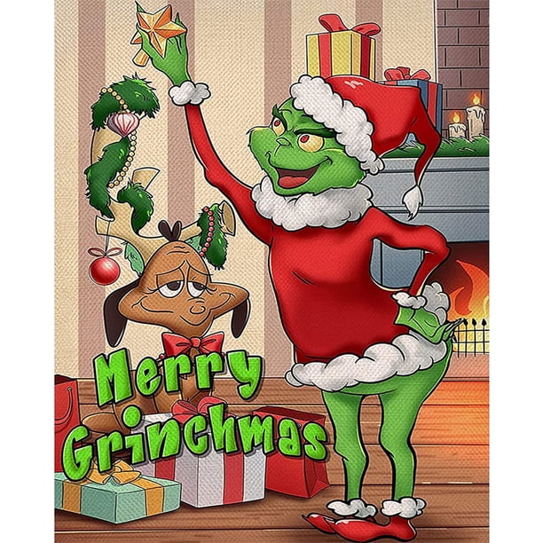 Hilo de bordar Full Eco-cotton 11CT Counted The Grinch Kit de punto de cruz Craft Hugtrwg Para estrenar
