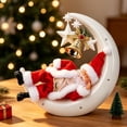 thumbnail image 2 of Christmas Santa Claus Figurine, Sleeping Santa on Crescent Moon with Star, Festive Tabletop Decor for Mantel Shelf, Holiday Display by MPOISVA, 2 of 8