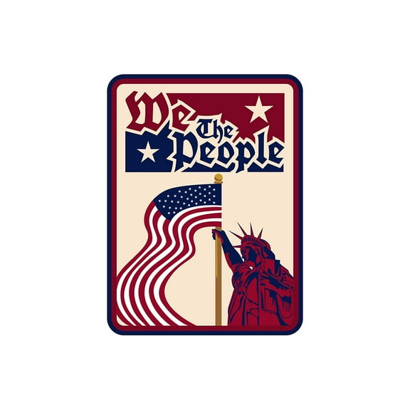 Portrait Round Plus We The People Wall or Door Sign | American Pride Decoration - Small