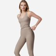 thumbnail image 3 of Women's Strappy Back Fitted Tank Top with Scoop Neck - Medium, Beige, 3 of 7