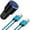 Black+Blue, variant on Hootek Car Charger Dual Port USB Car Charger Adapter 4.8A USB-C Fast Charging 2 Port Car Charger with 2 Pack 6FT Charging Cable Cord Type C Cable Nylon Braided for Samsung Android , Black+Blue