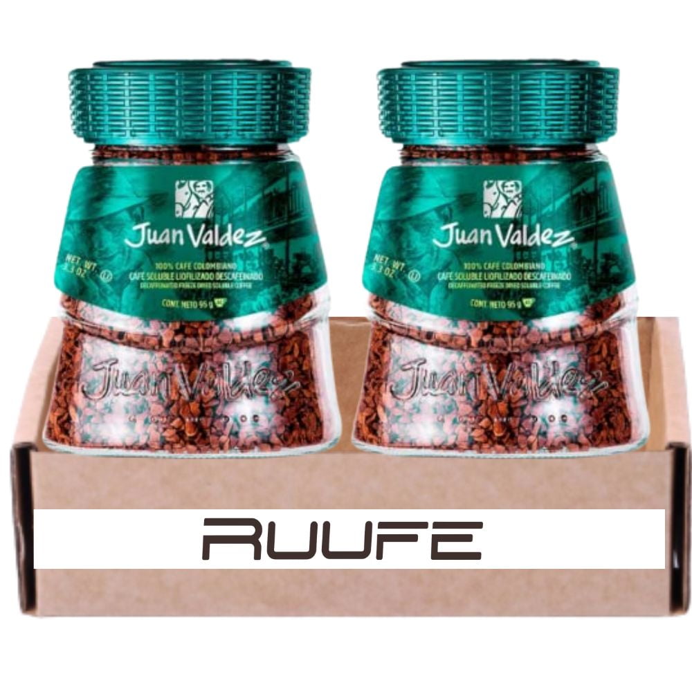 Colombian Coffee Juan Valdez (Pck of 2) Instant Decaffeinated Freeze Dried Coffee, 3.3oz Jar