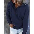 thumbnail image 4 of SHIBEVER Sweatshirts for Women Fall Casual Long Sleeve HoodieS Trendy Loose Fit Hooded Tops Soild Color Navyvlue Pullover Size XL, 4 of 5