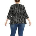 thumbnail image 3 of MODA NOVA Juniors' Plus Size Tops V Neck Boho Striped Peplum Tops Blouses, 3 of 6